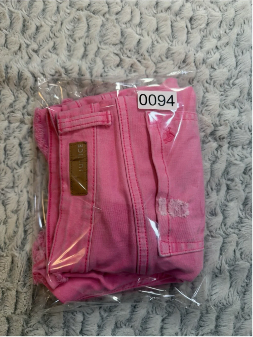 Justice Girls Size 14 Pink Denim Mini Mom Cut-Off Shorts Distressed Pockets